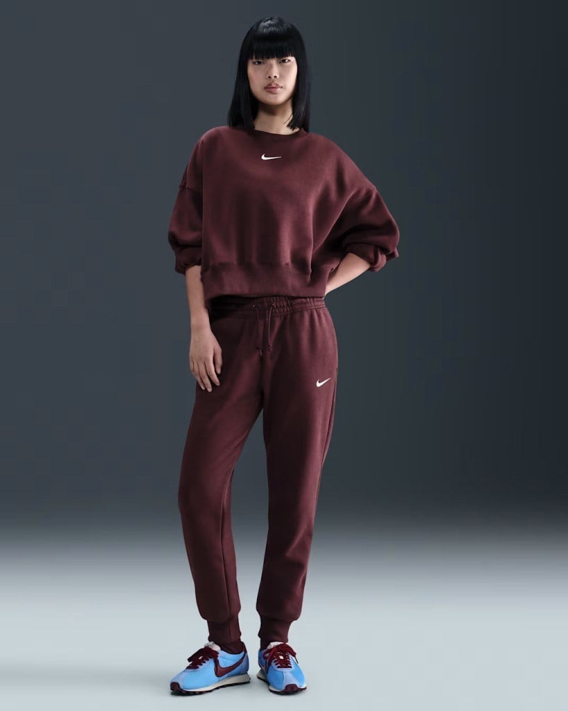 Nike FZ7626-652 Sportswear Phoenix Fleece Normal Belli Kadın Eşofman Altı - Bordo