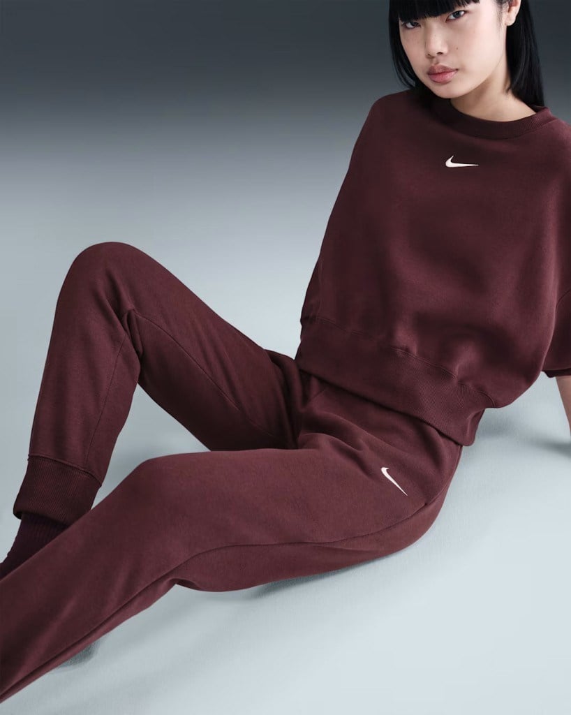 Nike FZ7626-652 Sportswear Phoenix Fleece Normal Belli Kadın Eşofman Altı - Bordo