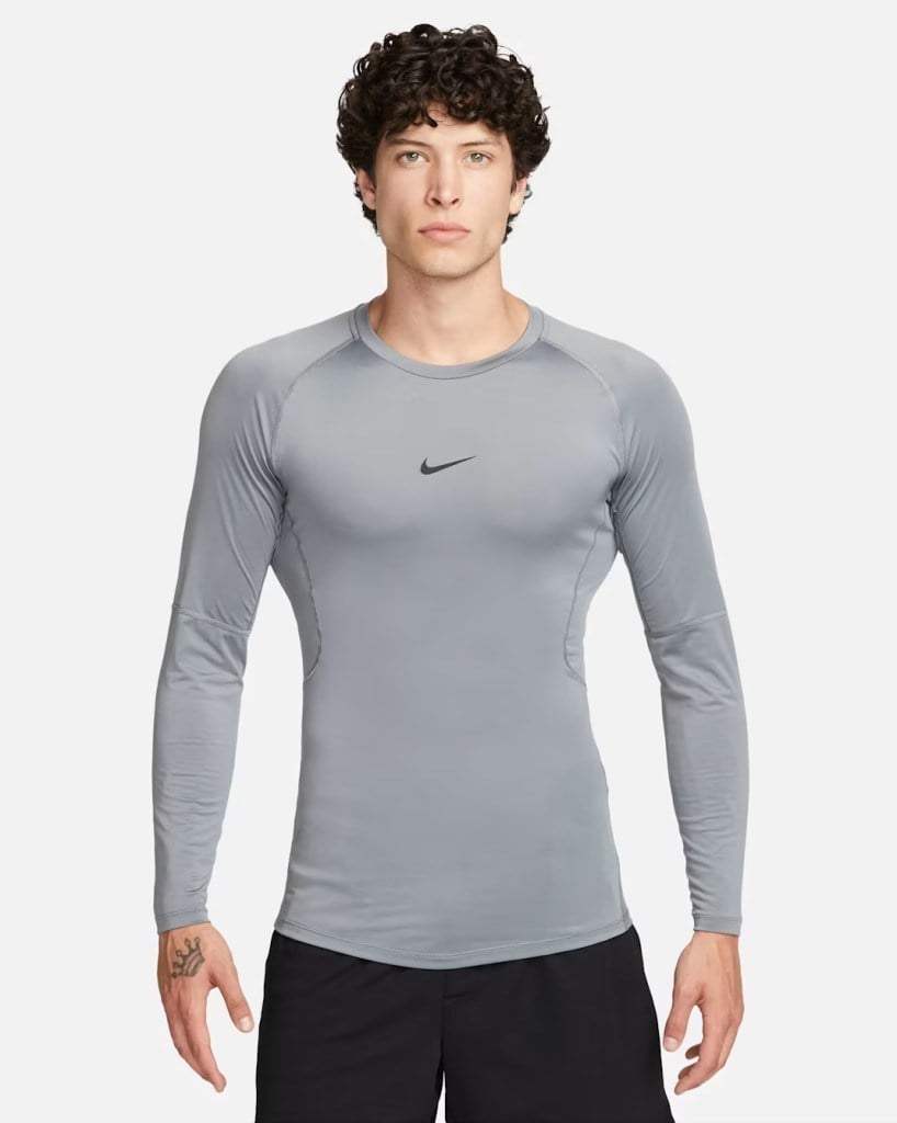 Nike Pro Dri-FIT Sıkı Kesimli Uzun Kollu Erkek Tişört - Gri FB7919-084