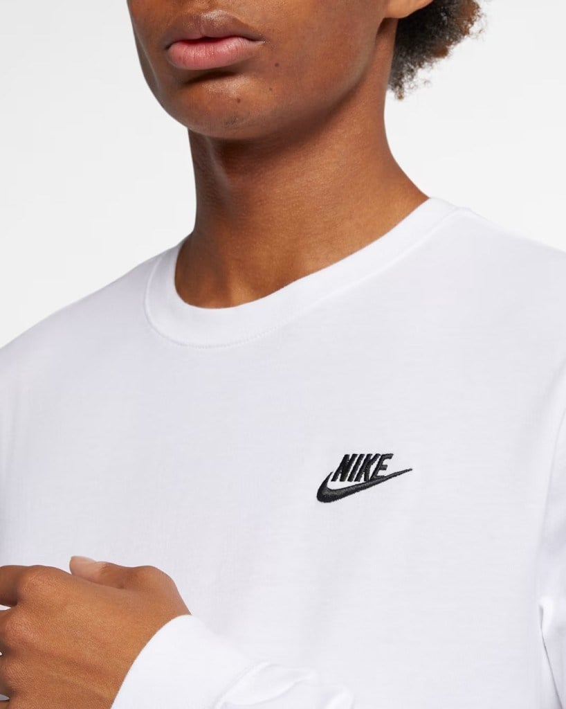 Nike Sportswear Club AR5193-100 Erkek Uzun Kollu Tişörtü - Beyaz