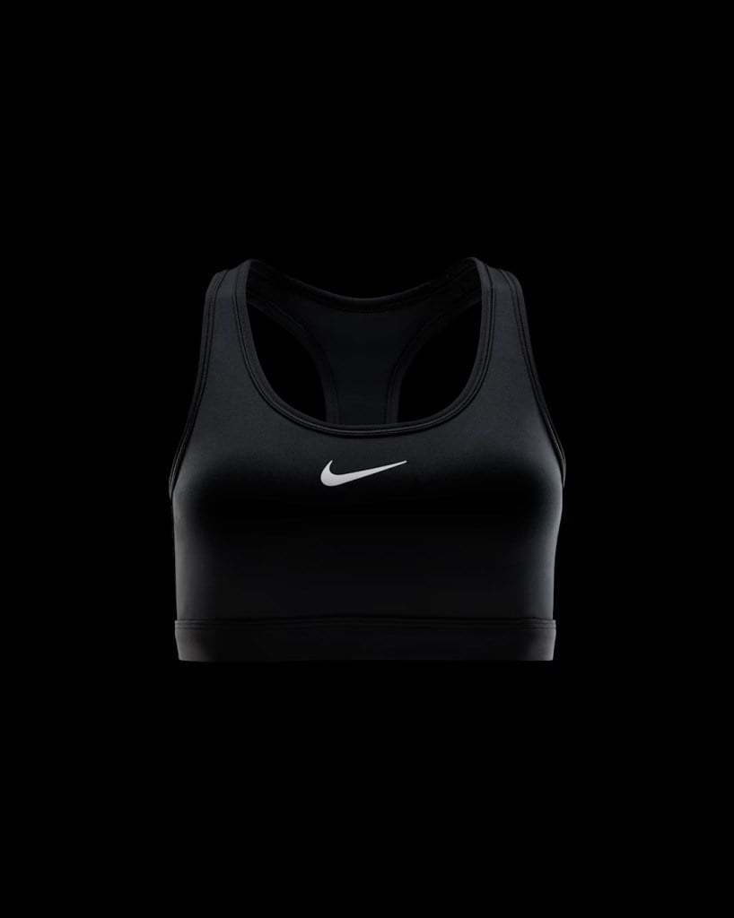 Nike Swoosh DX6821-010 Orta Destekli Pedli Kadın Spor Sütyeni - Siyah