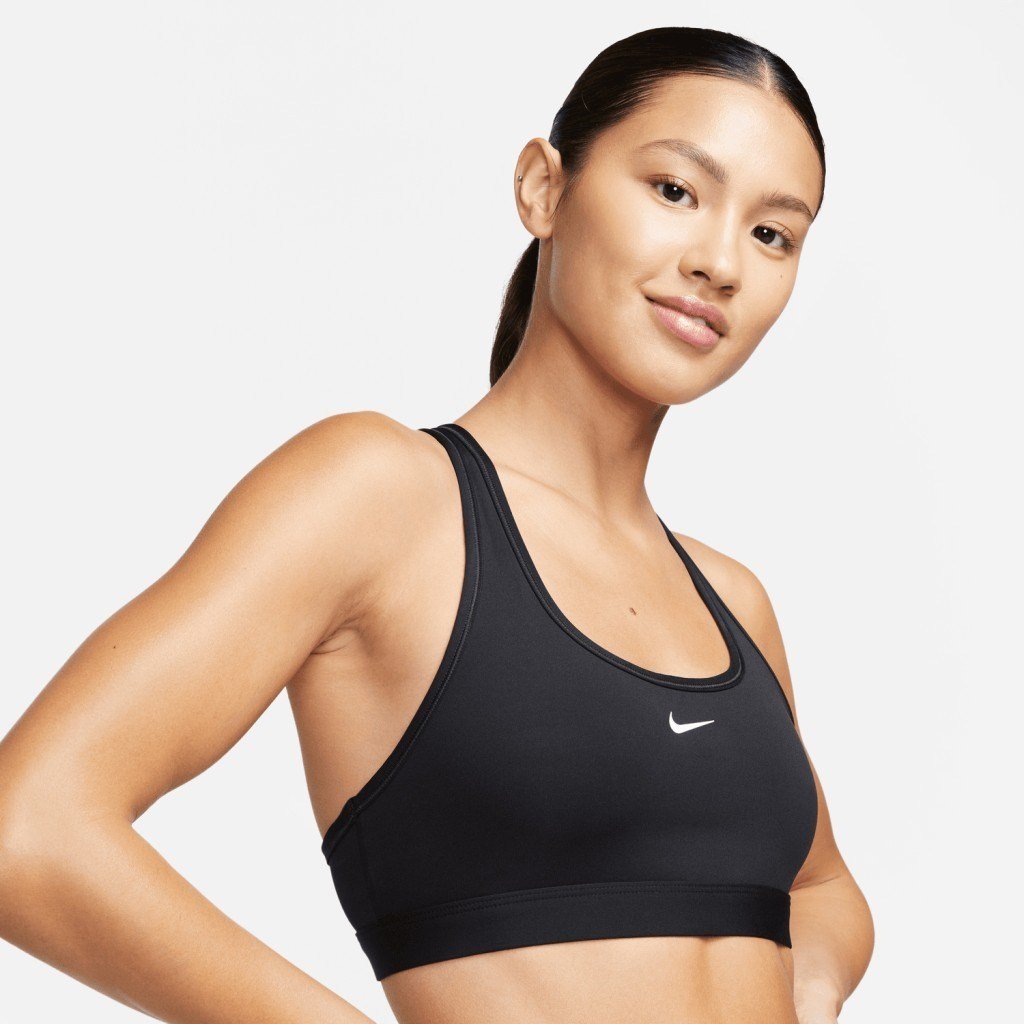 Nike Swoosh Light Support Dolgusuz Kadın Siyah Spor Sütyeni DX6817-010
