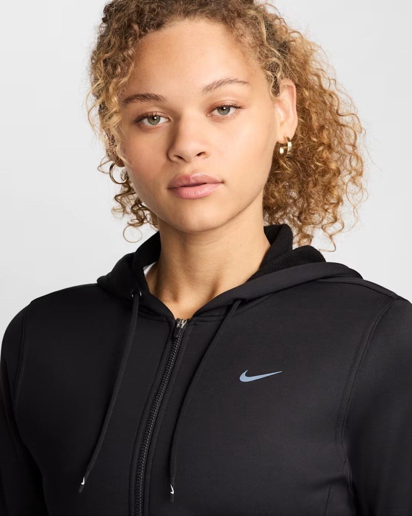 Nike Therma-FIT One FB5216-010 Tam Boy Fermuarlı Kadın Kapüşonlu Üst - Siyah