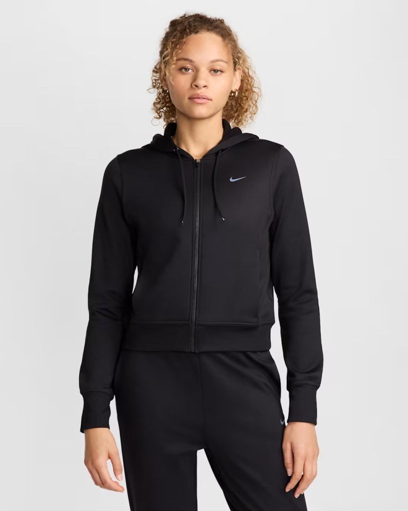 Nike Therma-FIT One FB5216-010 Tam Boy Fermuarlı Kadın Kapüşonlu Üst - Siyah