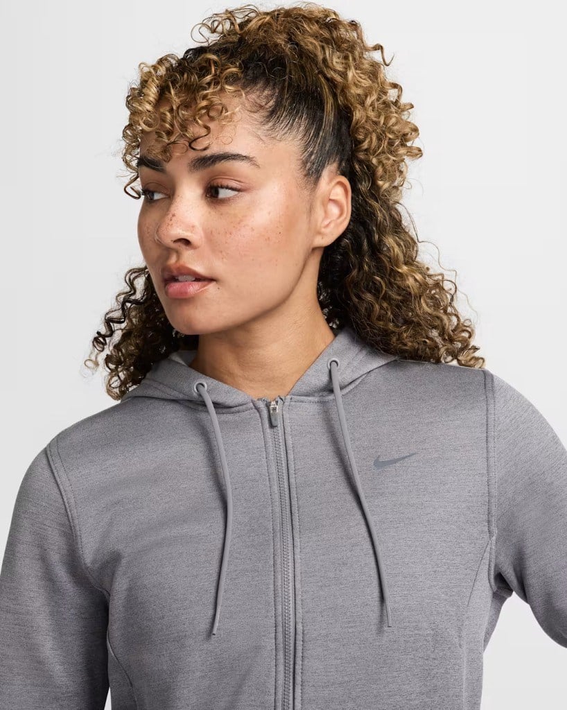 Nike Therma-FIT One FB5216-091 Tam Boy Fermuarlı Kadın Kapüşonlu Üst - Carbon Heather