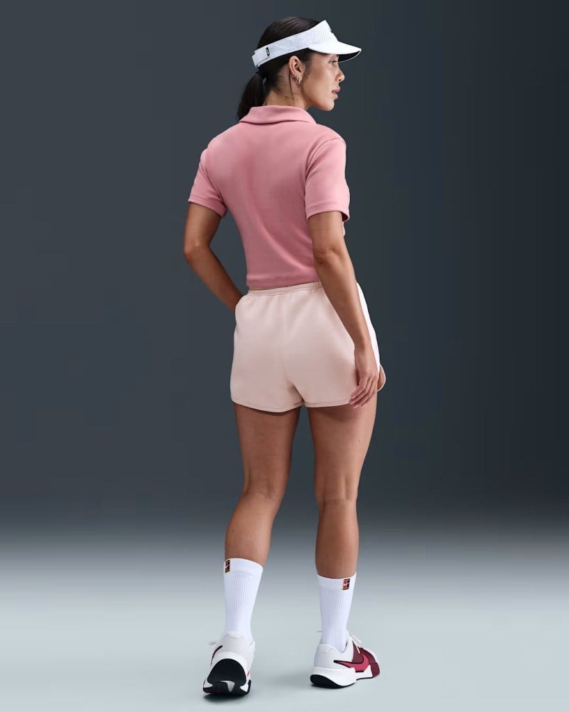 NikeCourt HJ8990-667 Heritage Normal Belli Fleece Kadın Tenis Şortu - Pembe