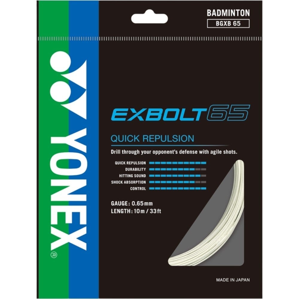 Yonex Exbolt 65 Badminton Kordajı 0.65 mm / 10 M - Beyaz