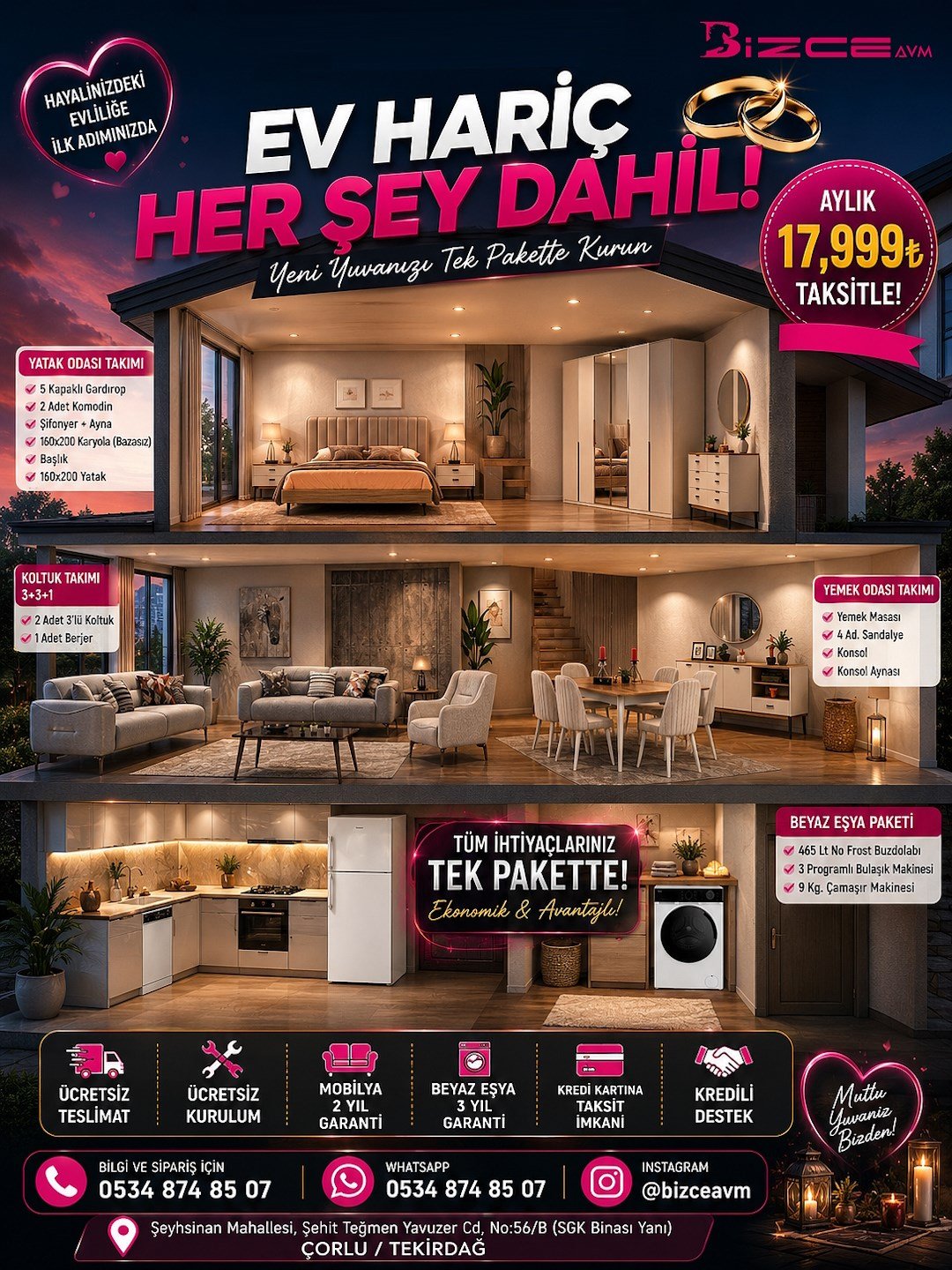 Ev Hariç Her Şey Dahil Düğün Paketi
