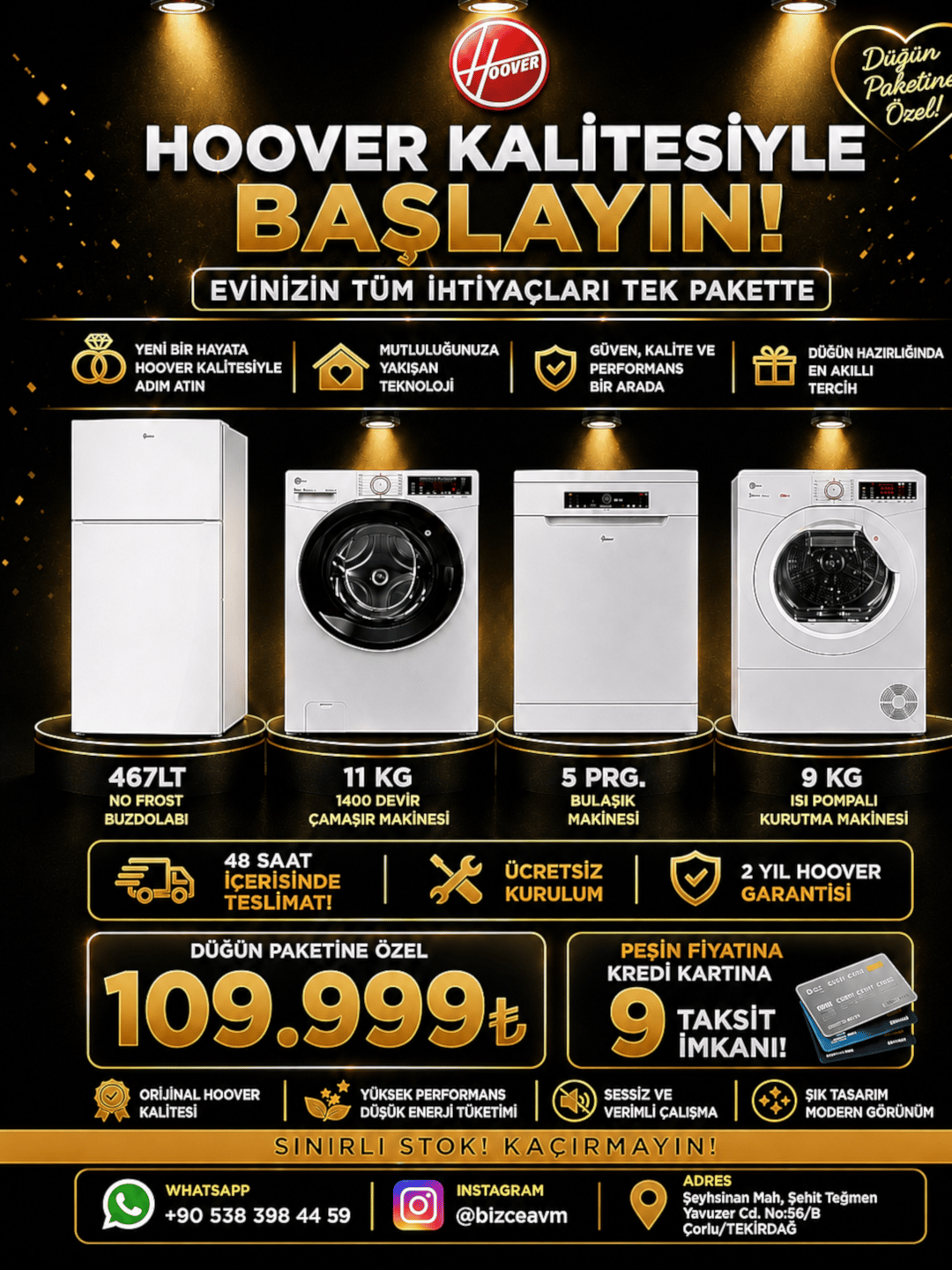 Hoover 4'lü Beyaz Eşya Seti