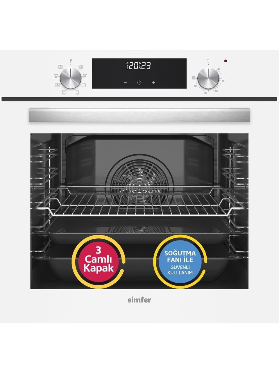 Simfer 8209 Ankastr Qs 9 Fonk Beyaz Cam Power Turbo Dij Saat