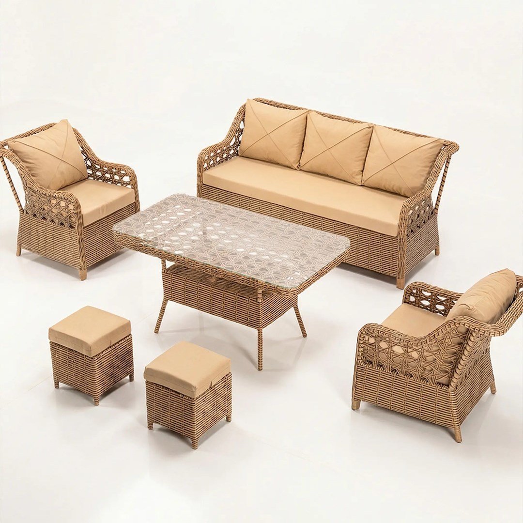 Anemon Cappucino 3+1+1+2 Puf Bahçe Balkon Oturma Takımı
