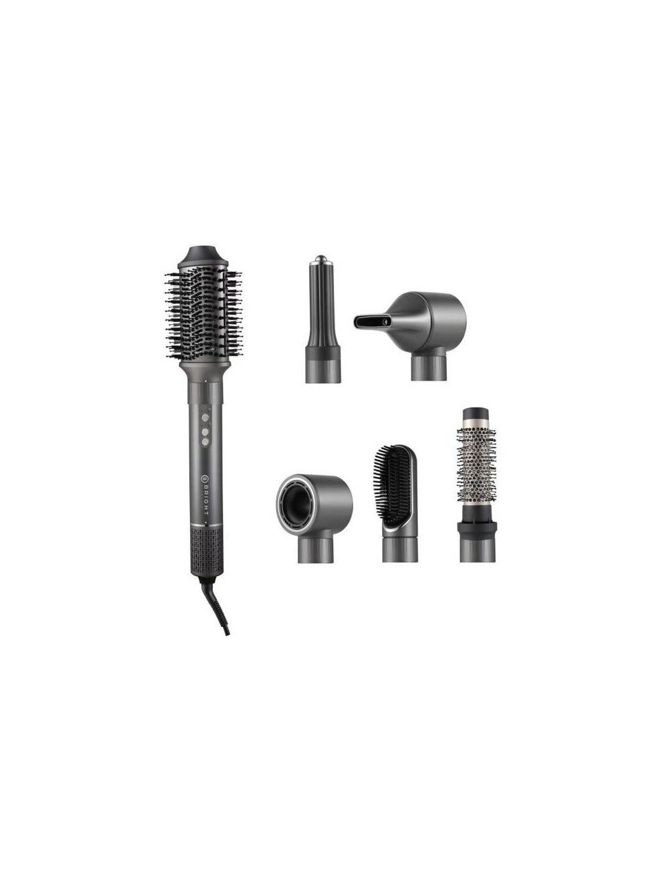 Bright Elegance BE-5117 6 In 1 Hava Üflemeli Saç Şekillendirici Set Antrasit Seramik Malzeme 32 mm Maşa
