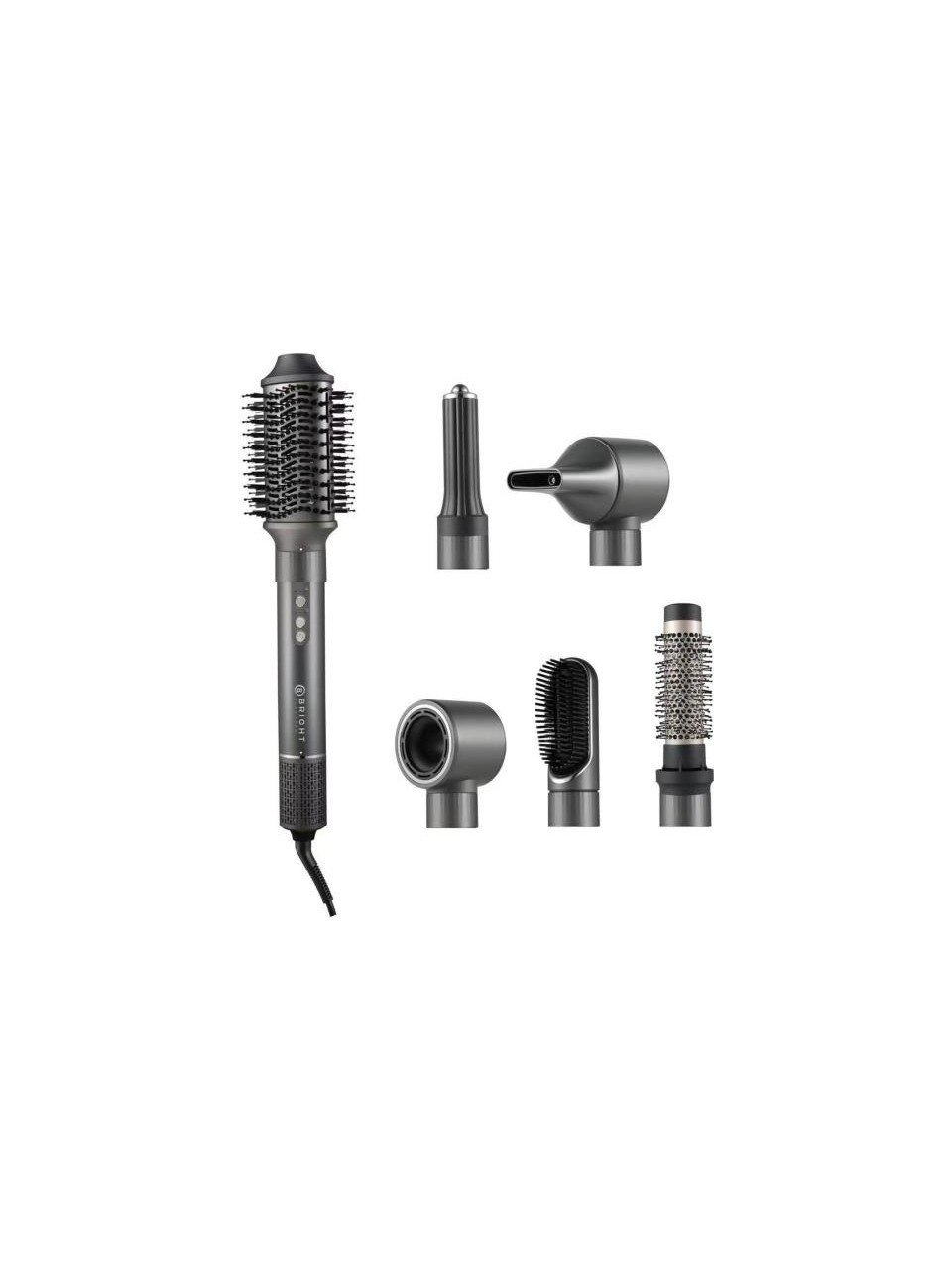 Bright Elegance BE-5117 6 In 1 Hava Üflemeli Saç Şekillendirici Set Antrasit Seramik Malzeme 32 mm Maşa