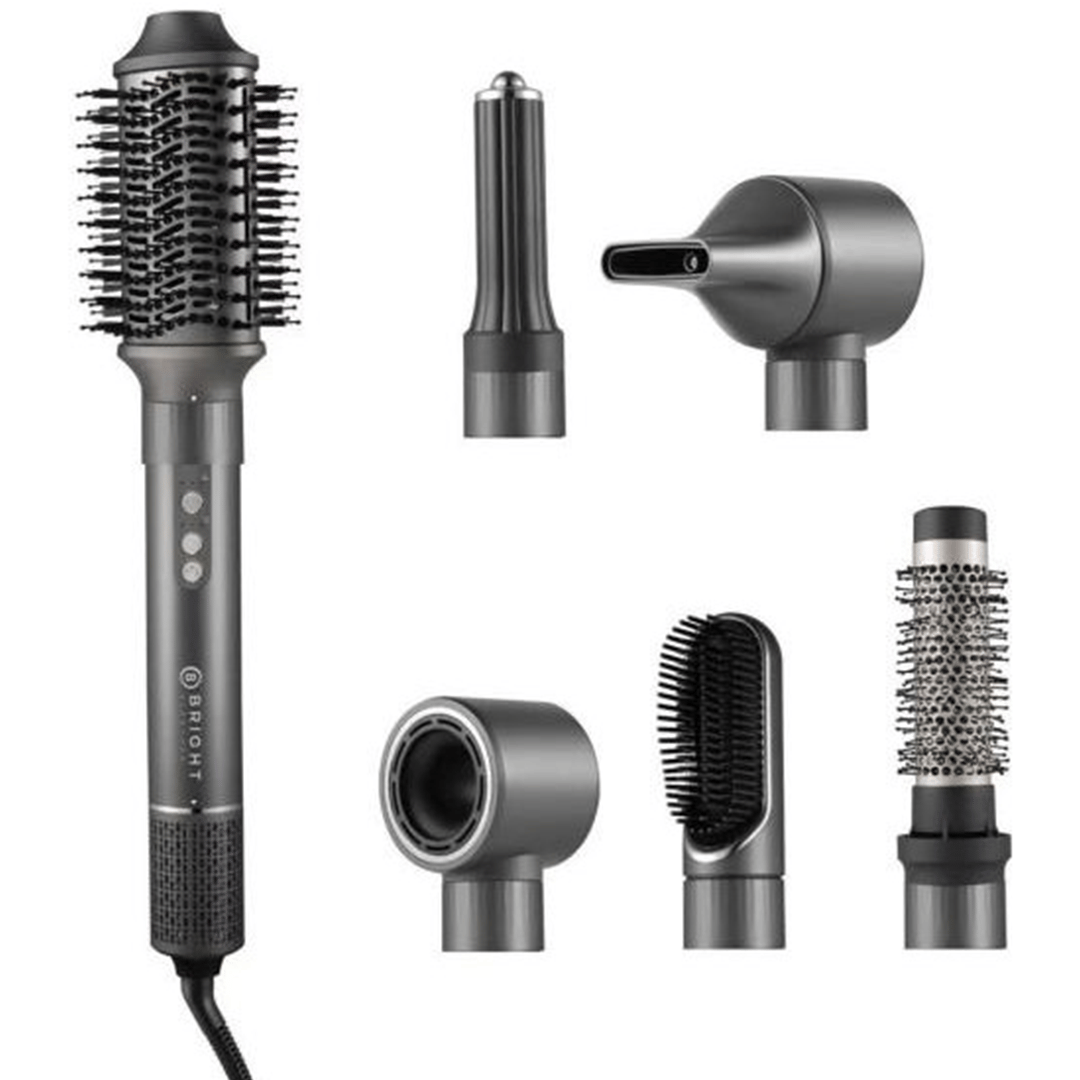 Bright Elegance BE-5117 6 In 1 Hava Üflemeli Saç Şekillendirici Set Antrasit Seramik Malzeme 32 mm Maşa