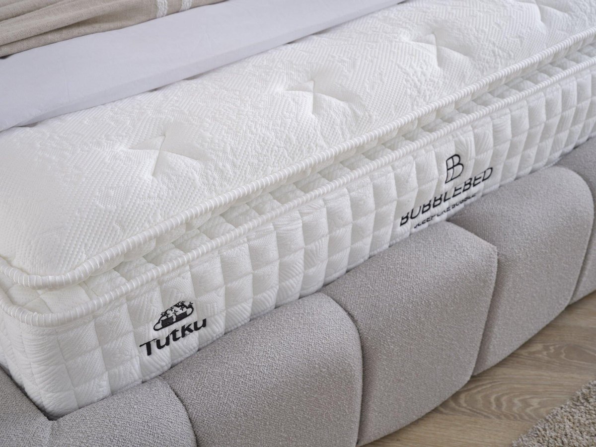 BUBBLEBED CloudDream Comfort Yatak Baza Başlık Seti – Bulut Yumuşaklığında Yatak, Sandıklı Hidrolik Baza, Dolgulu Başlık
