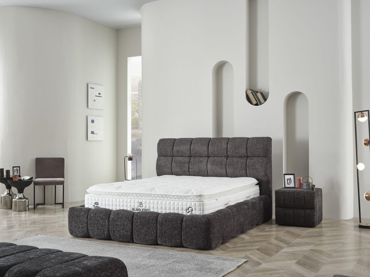 BUBBLEBED CloudDream Comfort Yatak Baza Başlık Seti – Bulut Yumuşaklığında Yatak, Sandıklı Hidrolik Baza, Dolgulu Başlık