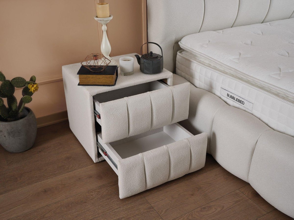 BUBBLEBED CloudSide Soft Komodin – Yumuşak Dokulu Kumaş, 2 Çekmeceli, Premium Seri