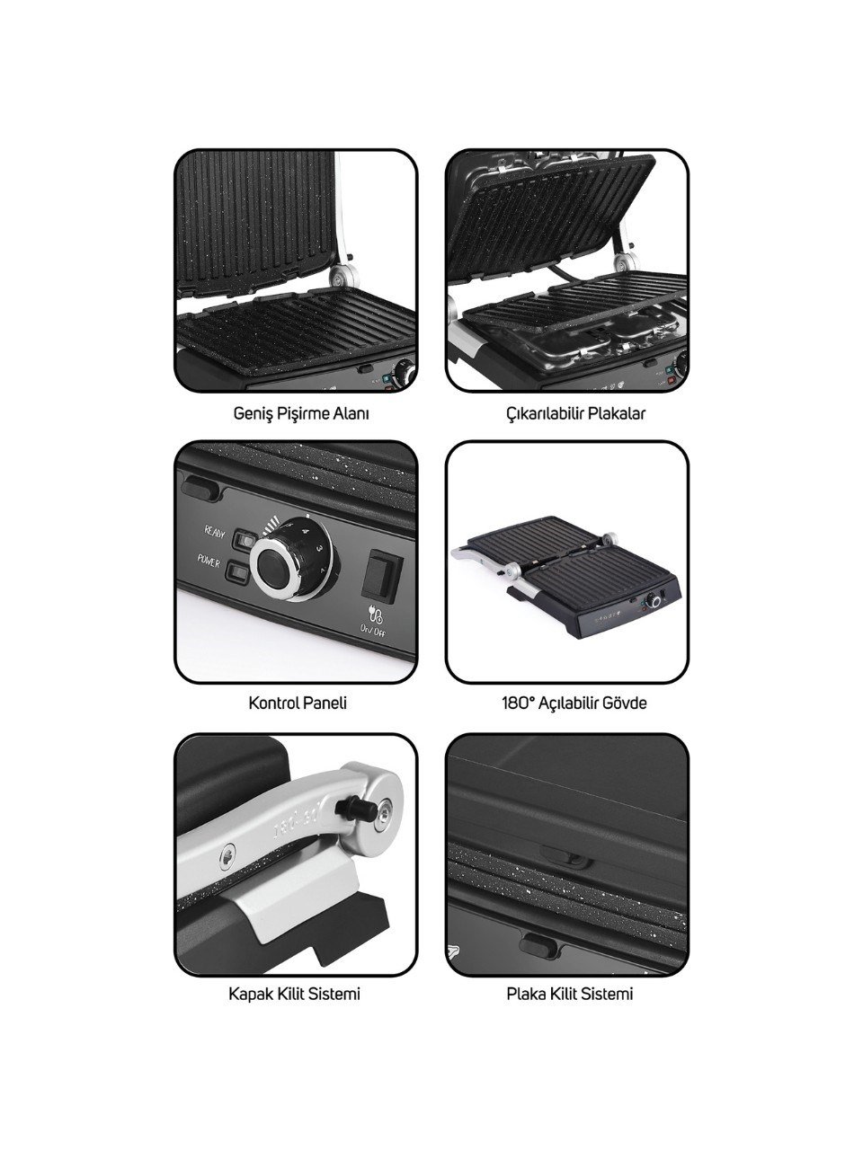 Conti CG-320 Bestost 2000 Watt Izgara Ve Tost Makinesi Siyah