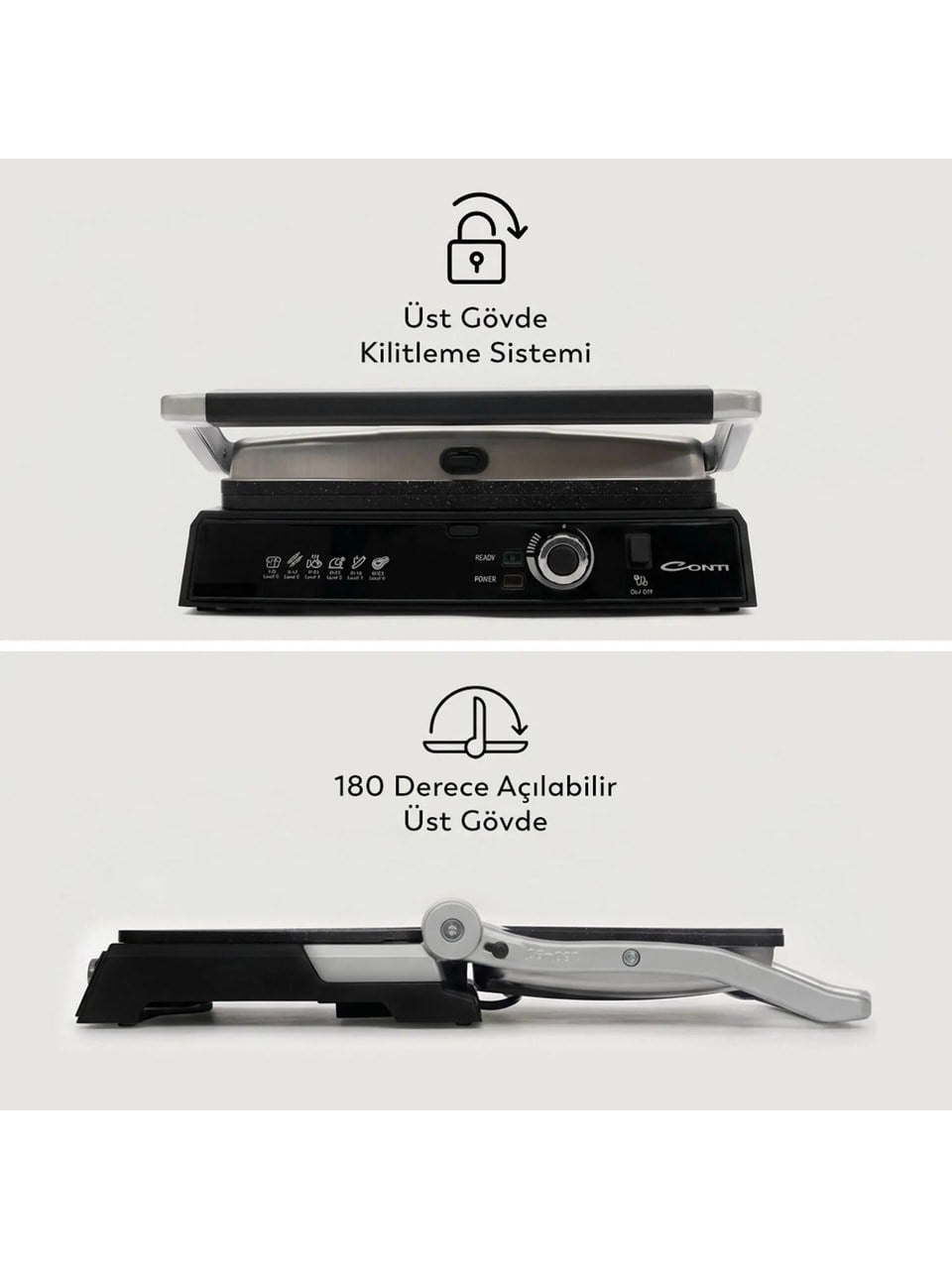 Conti CG-320 Bestost 2000 Watt Izgara ve Tost Makinesi Inox