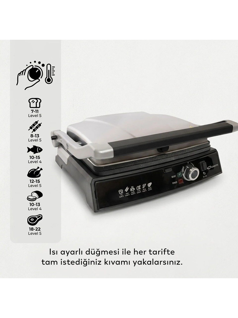 Conti CG-320 Bestost 2000 Watt Izgara ve Tost Makinesi Inox
