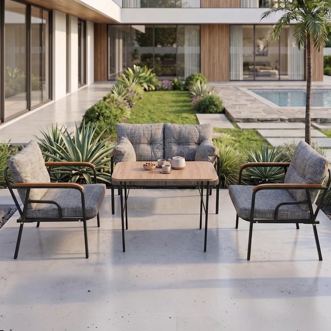 Ekon Gri 2+1+1 Bahçe Balkon Takımı