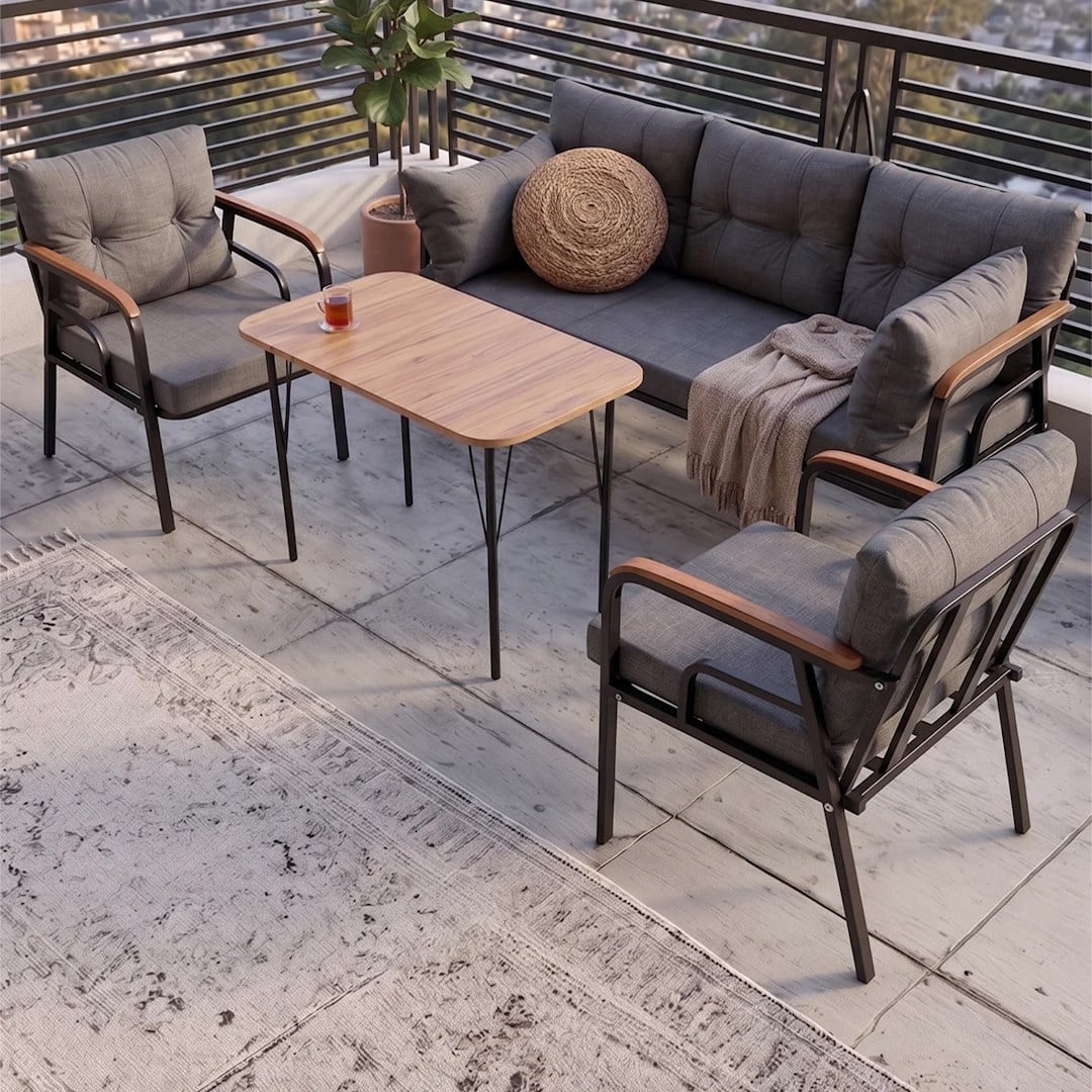 Ekon Gri 3+1+1 Bahçe Balkon Takımı