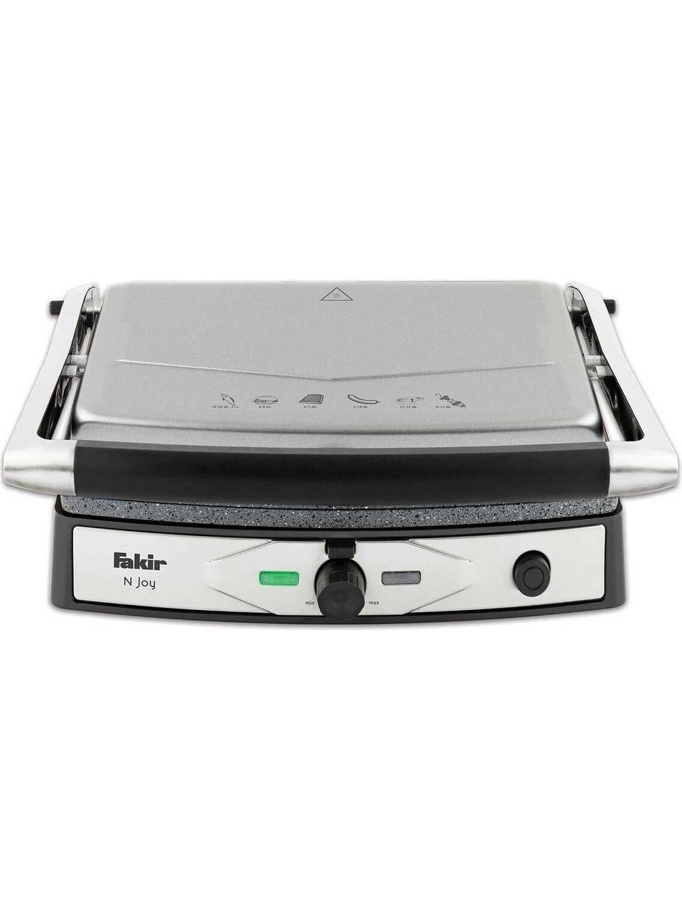 Fakir N-Joy 2000 W Tost Makinesi – Ayarlanabilir Isı Kontrollü, Granit Plakalı, 180° Açılır Gümüş Gövde ve Izgara Özellikli