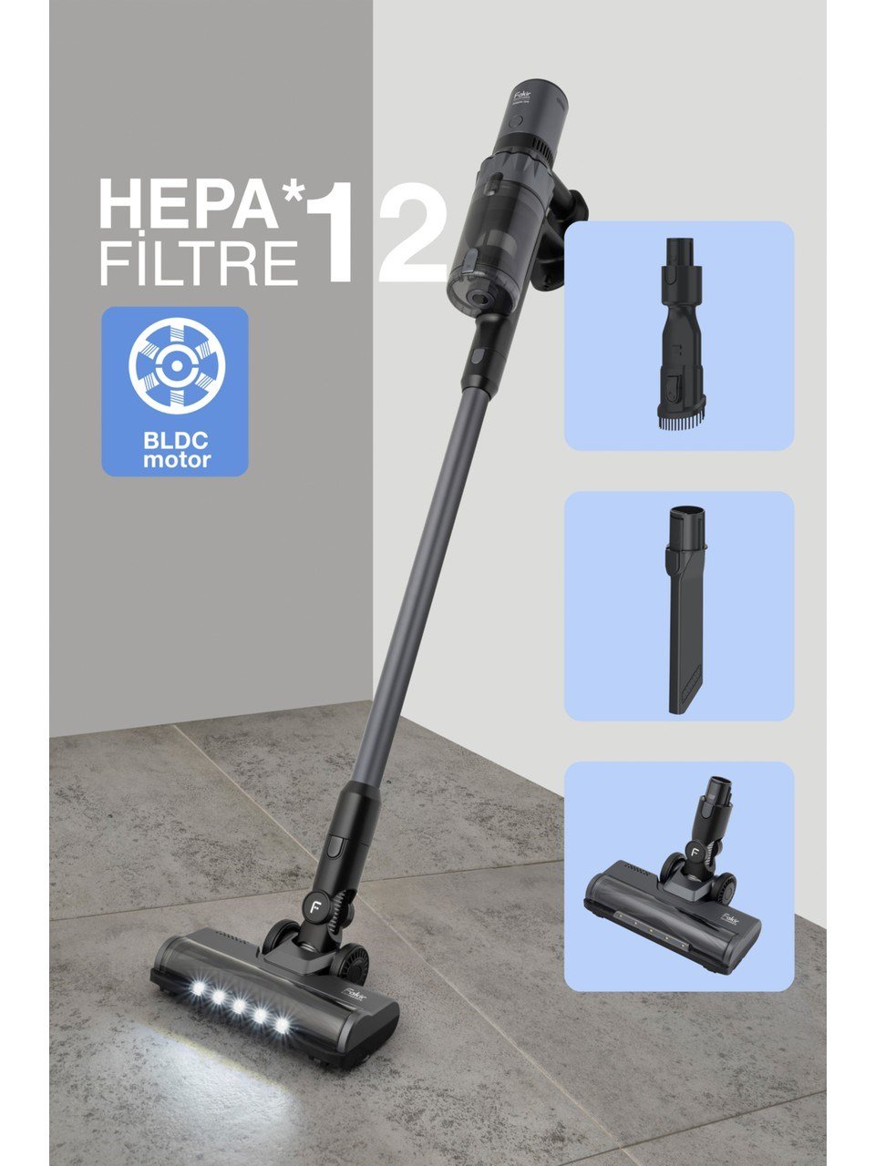 Fakir Shadow 7016 Gun Metal Kablosuz Şarjlı Elektrikli Süpürge