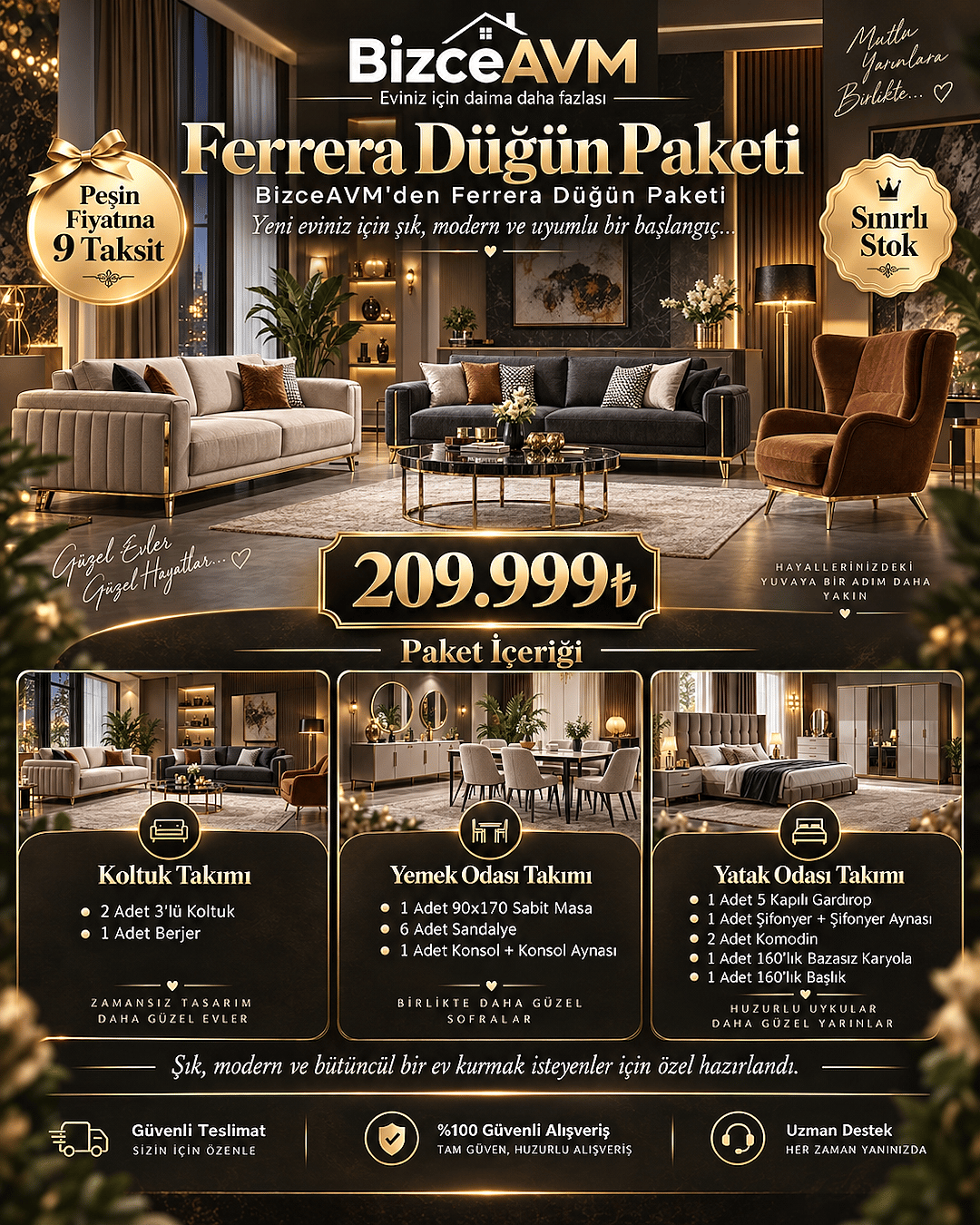 Ferrera Mobilya Düğün Paketi