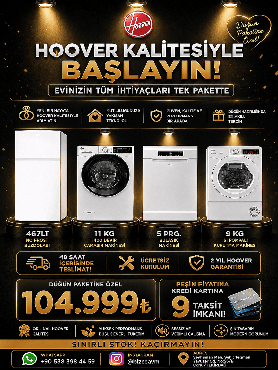 Hoover 4'lü Beyaz Eşya Seti