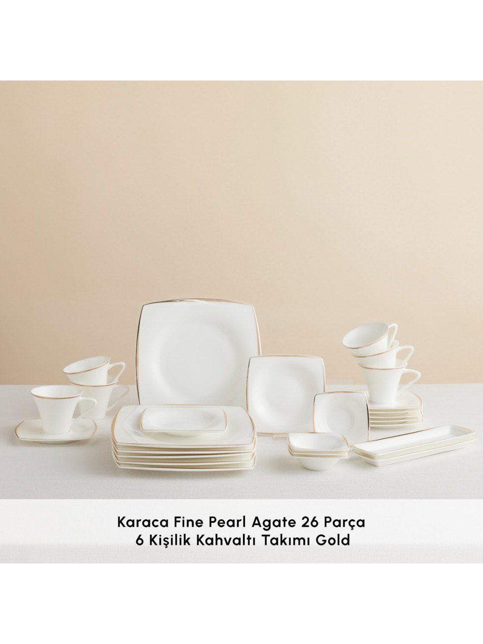 Karaca Fine Pearl Agate 26 Parça 6 Kişilik Kahvaltı Takımı Gold