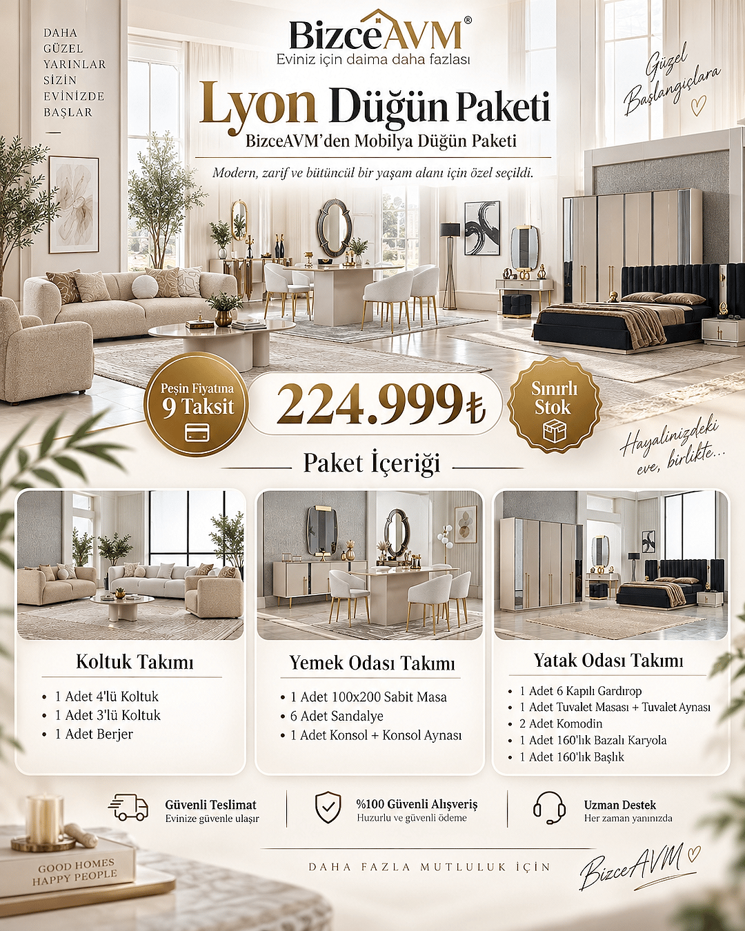 Lyon Mobilya Düğün Paketi