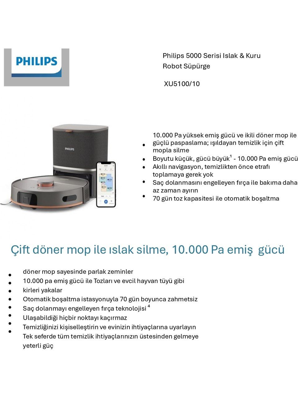 Philips 5000 Serisi Islak Kuru Robot Süpürge - XU5100/10