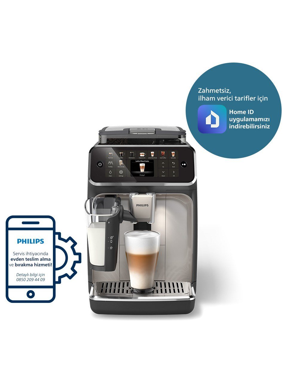 Philips 5500 Serisi LatteGo EP5547/90 Tam Otomatik Espresso Makinesi 20 Sıcak ve Soğuk İçecek