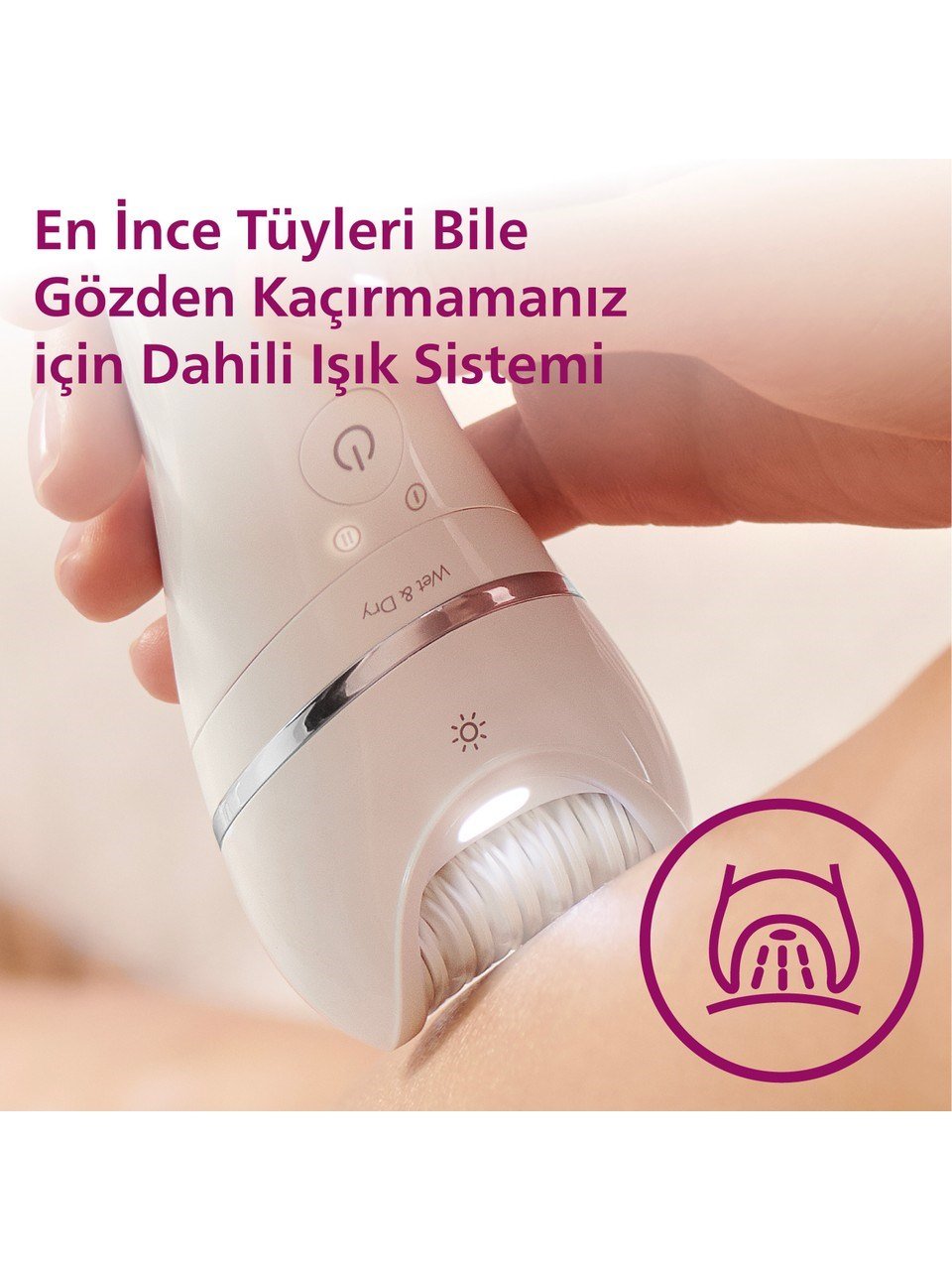Philips BRE700/05 Epilatör (Yüz+Koltuk altı+Bikini Bölgesi+Bacak)Islak-Kuru,Işıklı,Kablosuz