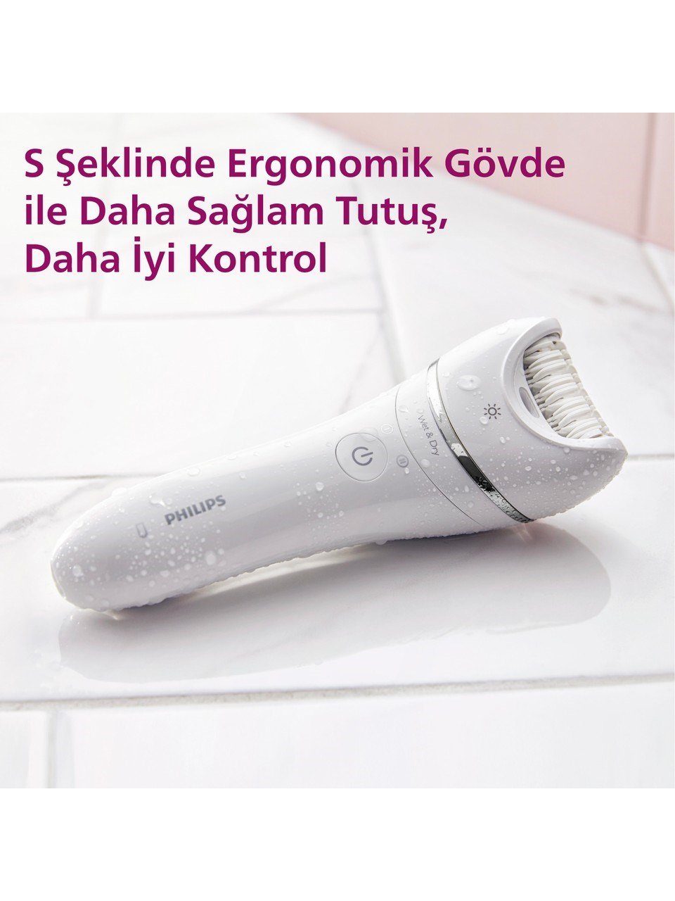 Philips BRE700/05 Epilatör (Yüz+Koltuk altı+Bikini Bölgesi+Bacak)Islak-Kuru,Işıklı,Kablosuz