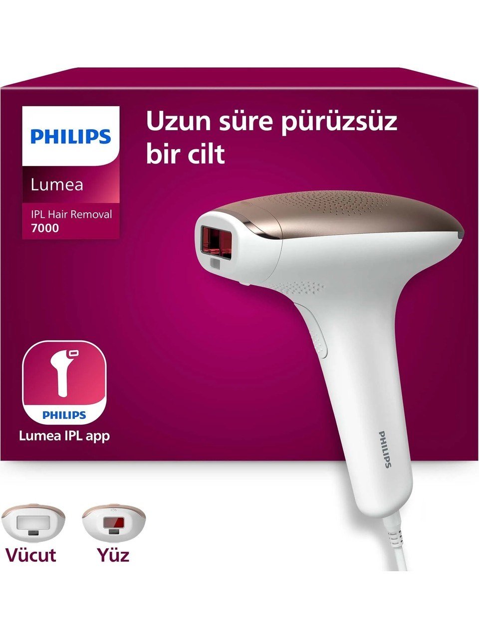 Philips Lumea 7000 Serisi SC1997/00 IPL Tüy Alma,Vücut ve Yüz için 2 Başlık,Çanta