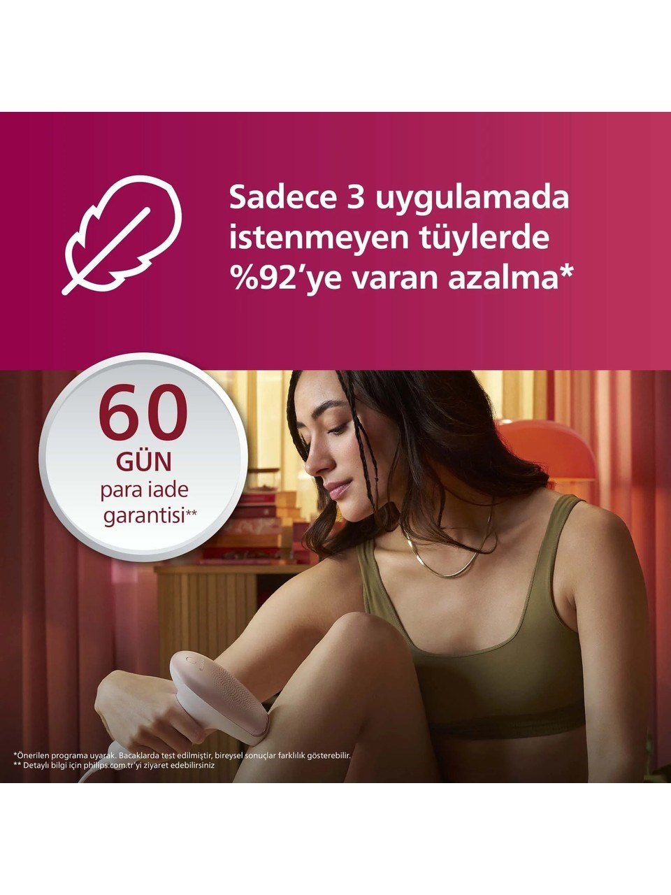 Philips Lumea 7000 Serisi SC1997/00 IPL Tüy Alma,Vücut ve Yüz için 2 Başlık,Çanta