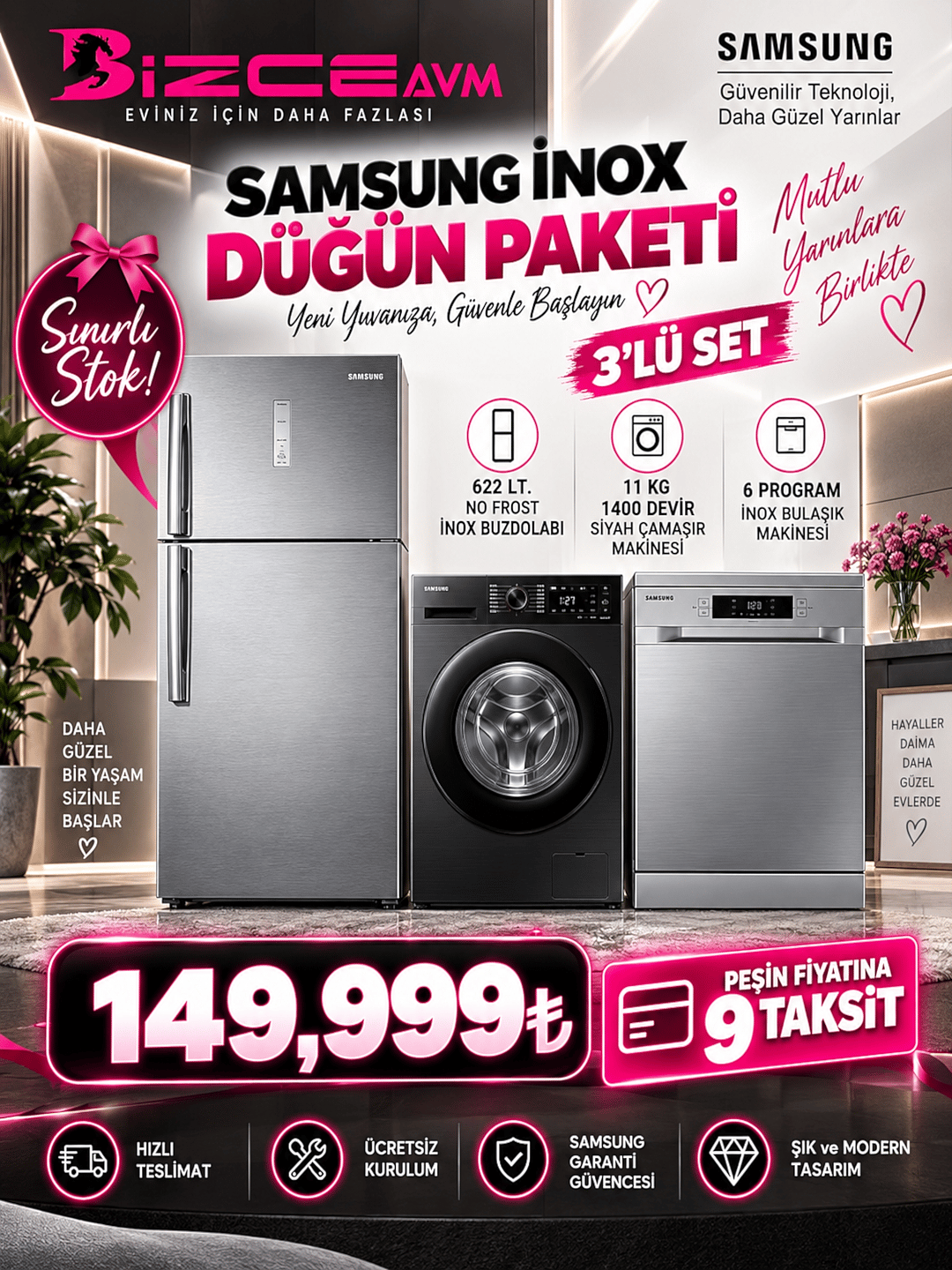 Samsung XXL İnox Çeyiz Seti 
