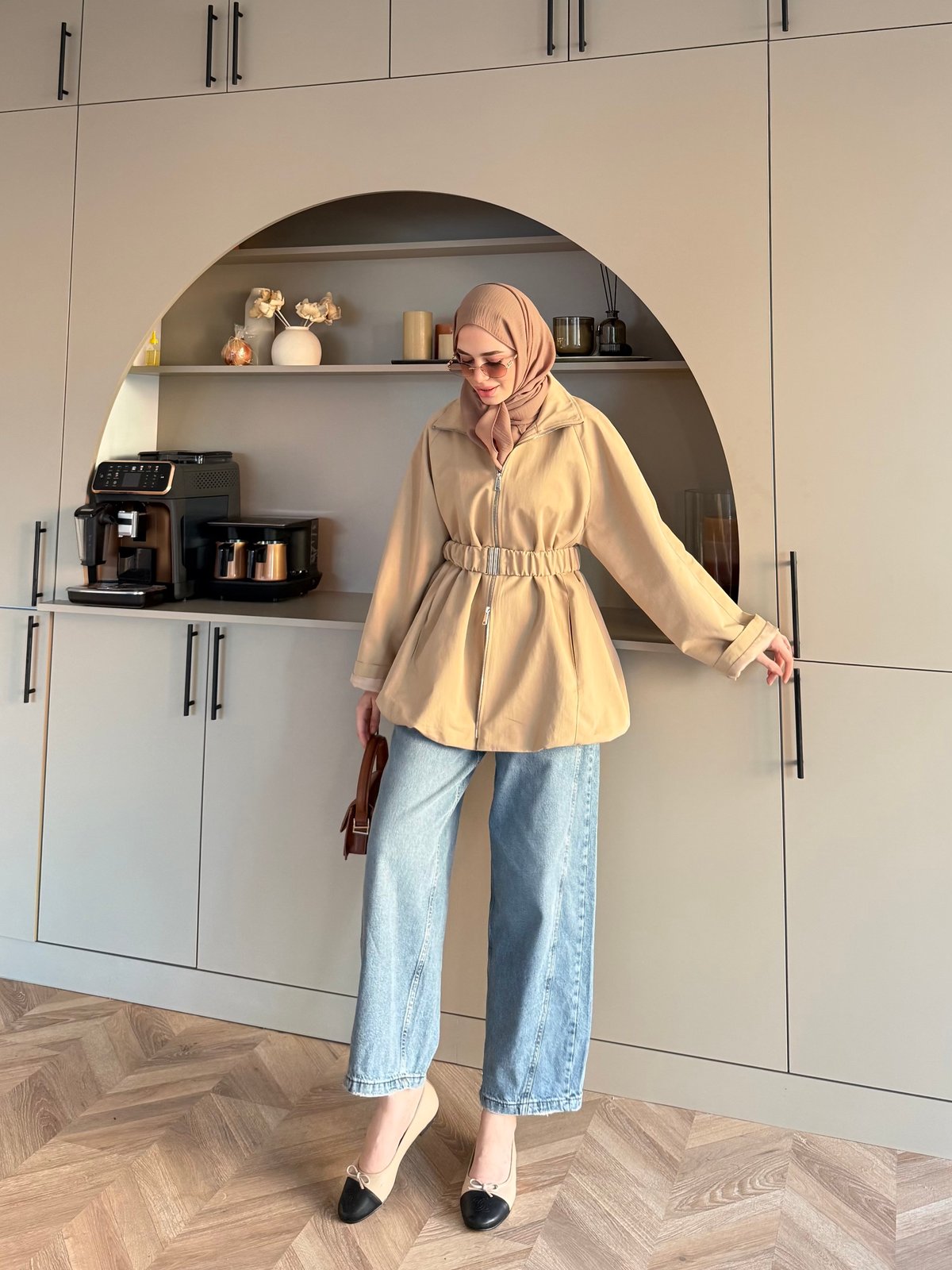 Alara Fermuarlı Trenç Camel (4561)