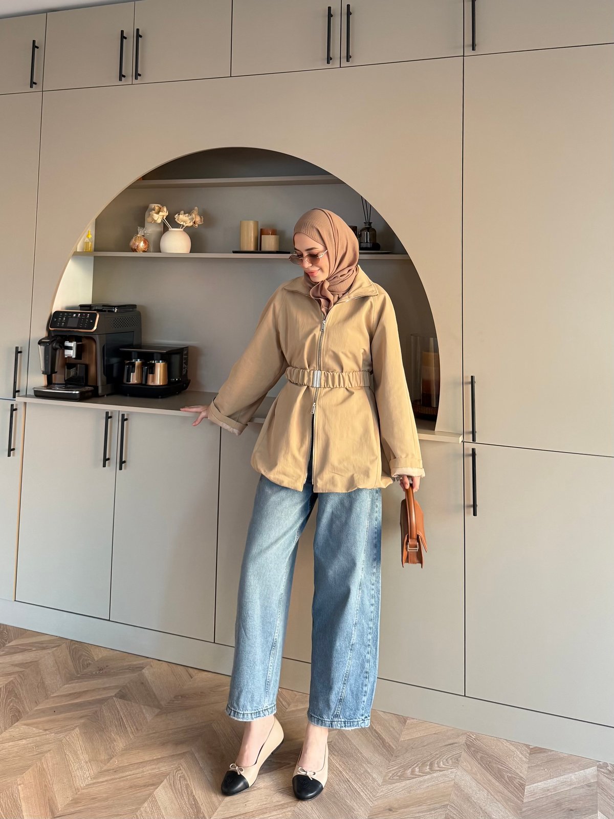 Alara Fermuarlı Trenç Camel (4561)