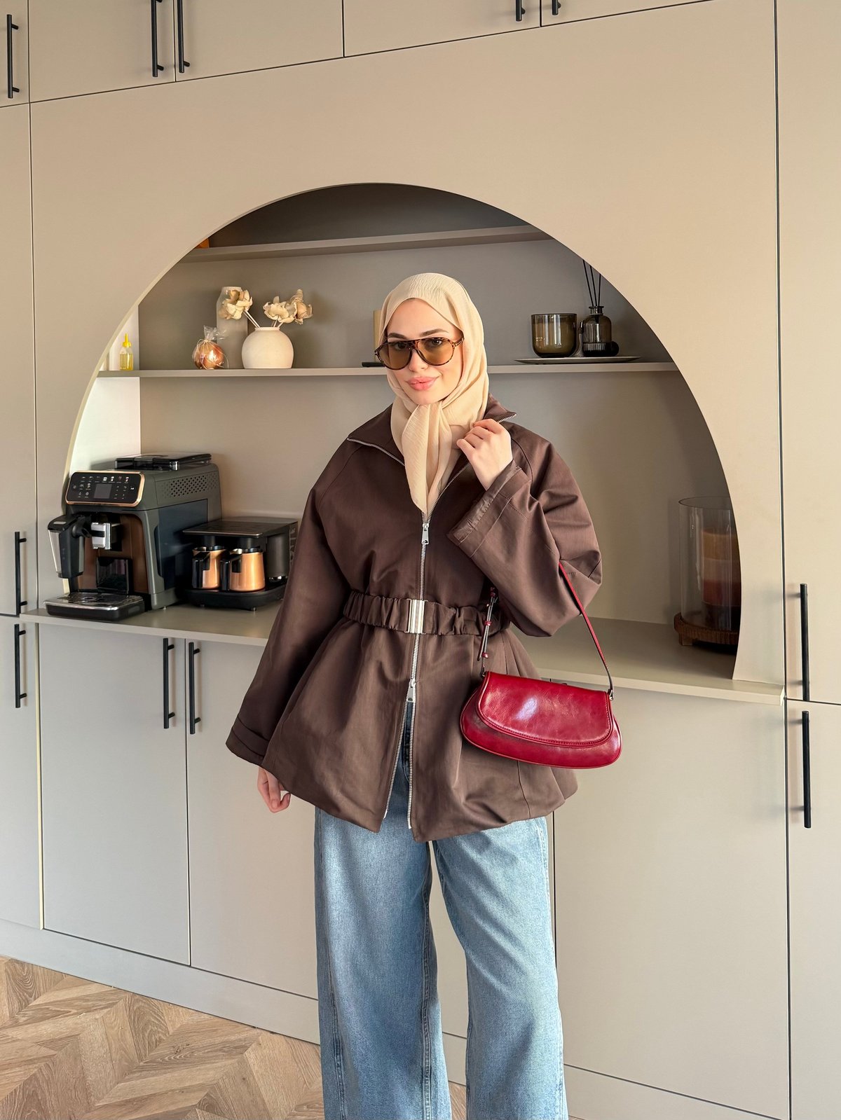 Alara Fermuarlı Trenç Kahve (4561)