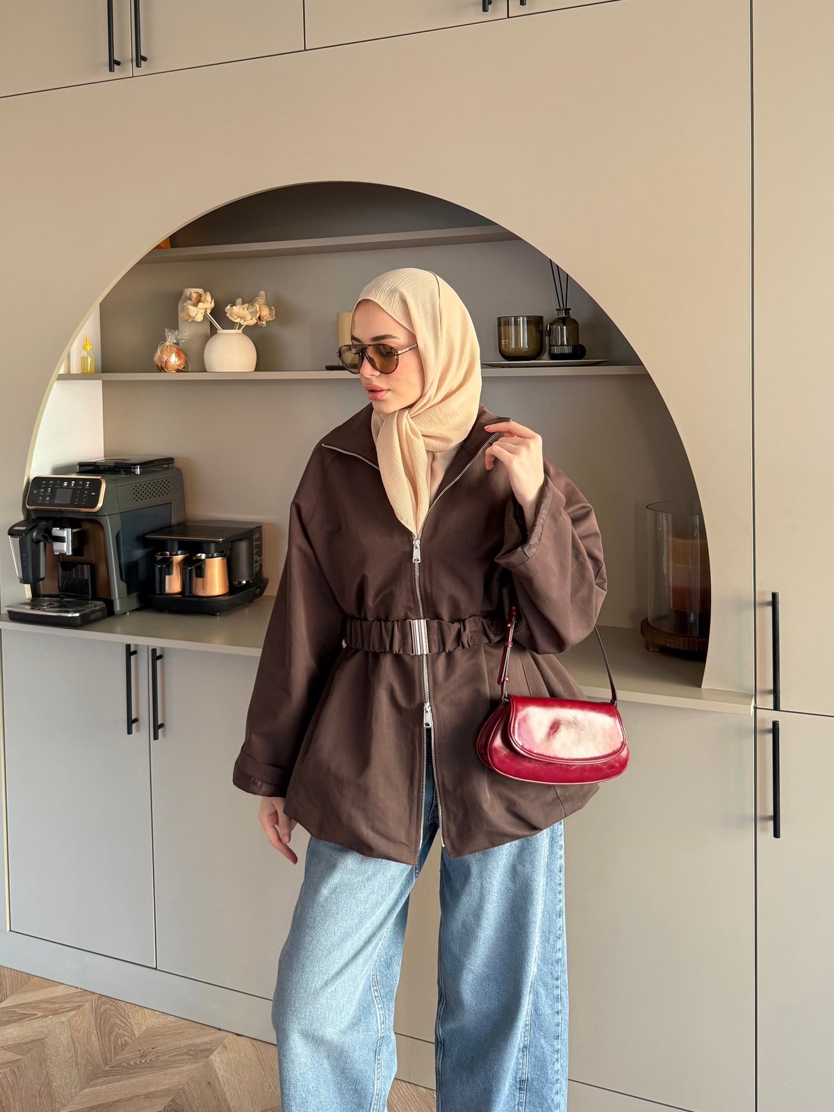 Alara Fermuarlı Trenç Kahve (4561)