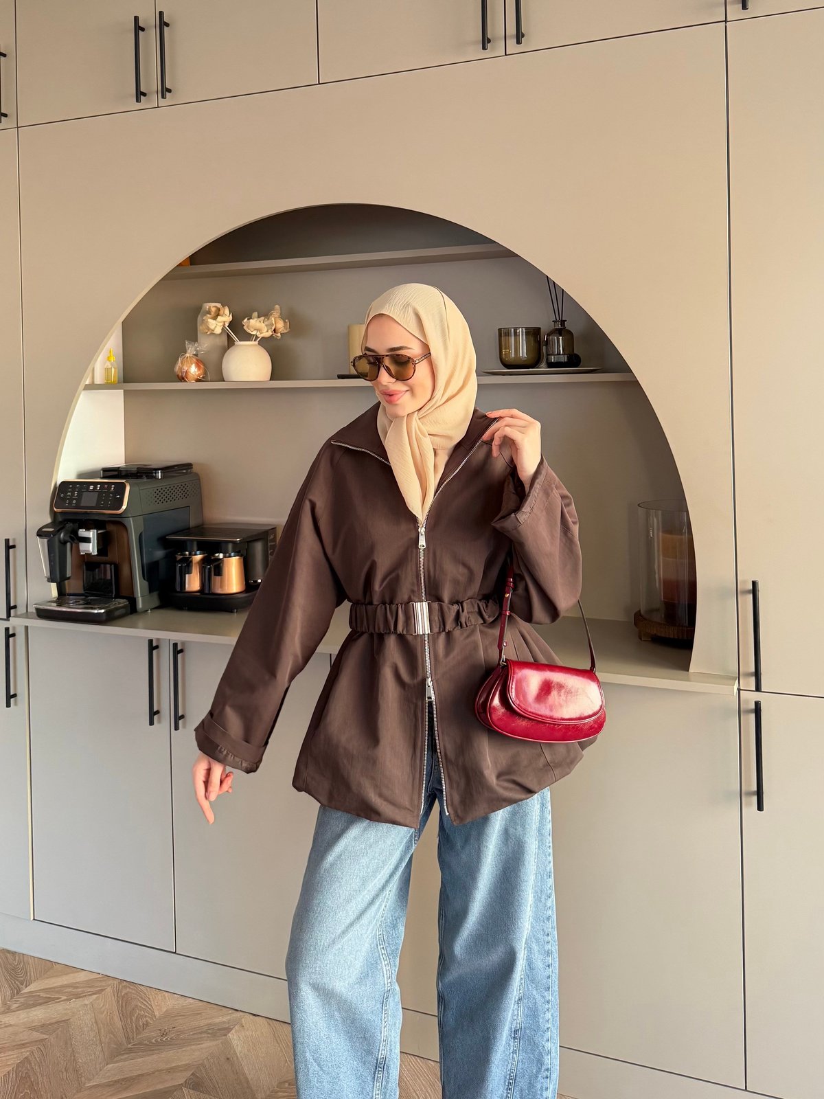 Alara Fermuarlı Trenç Kahve (4561)