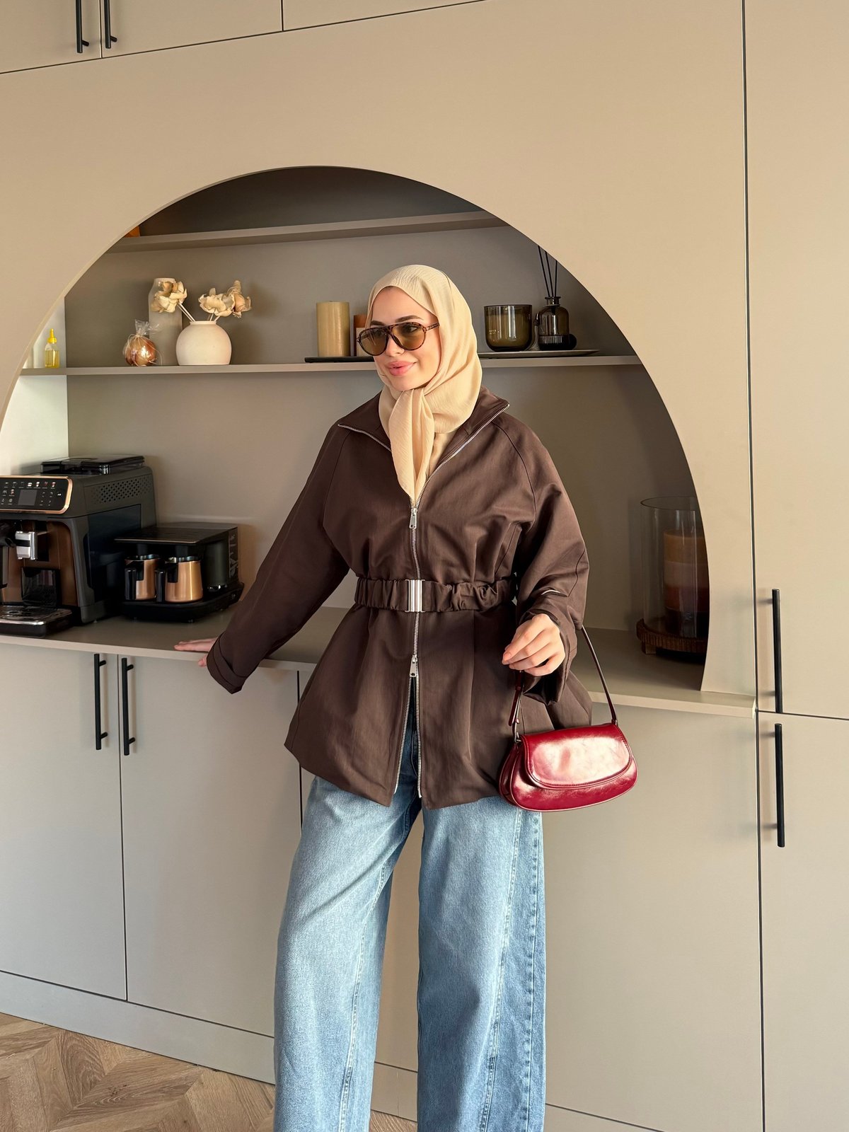 Alara Fermuarlı Trenç Kahve (4561)