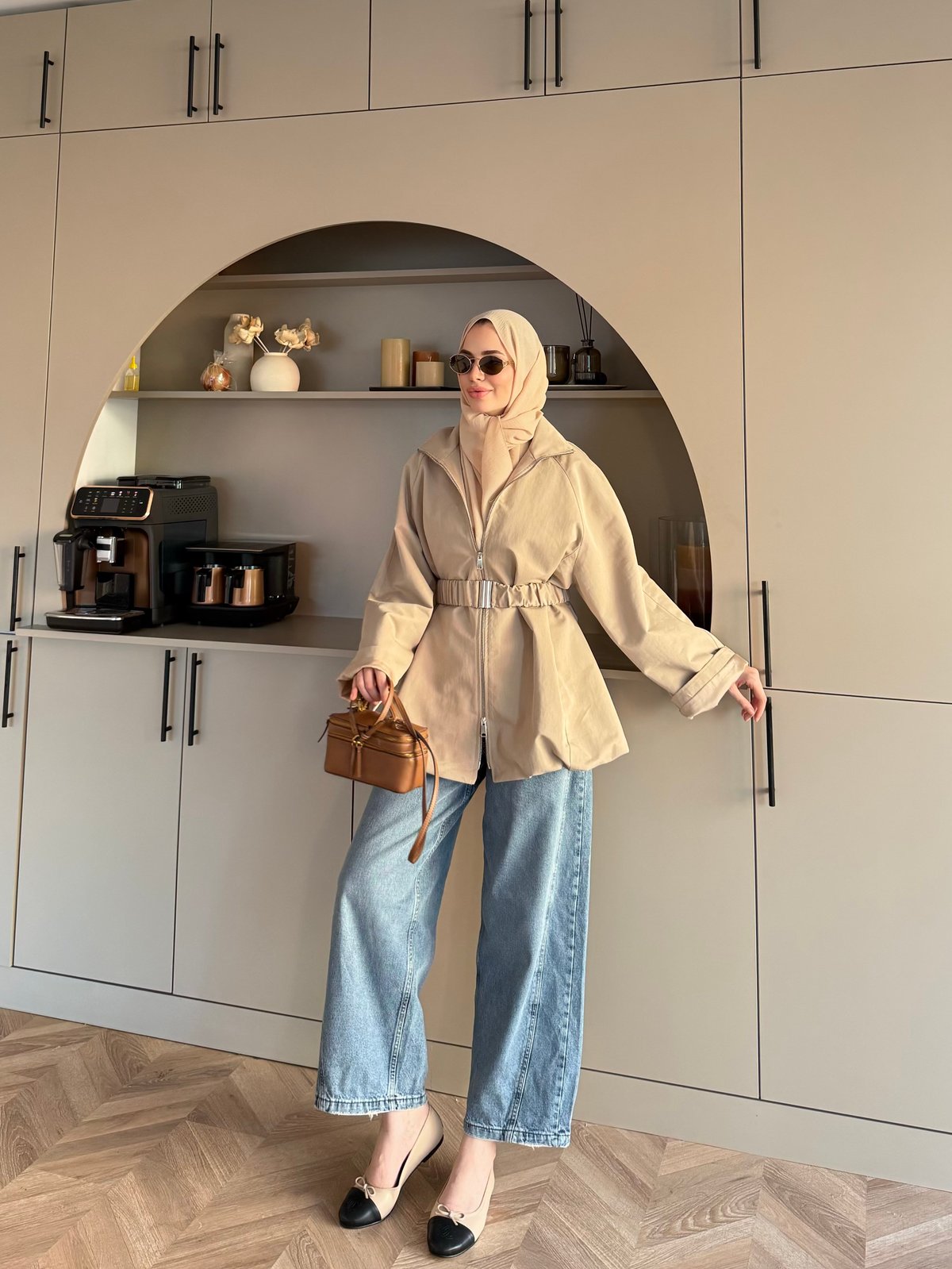 Alara Fermuarlı Trenç Kum (4561)
