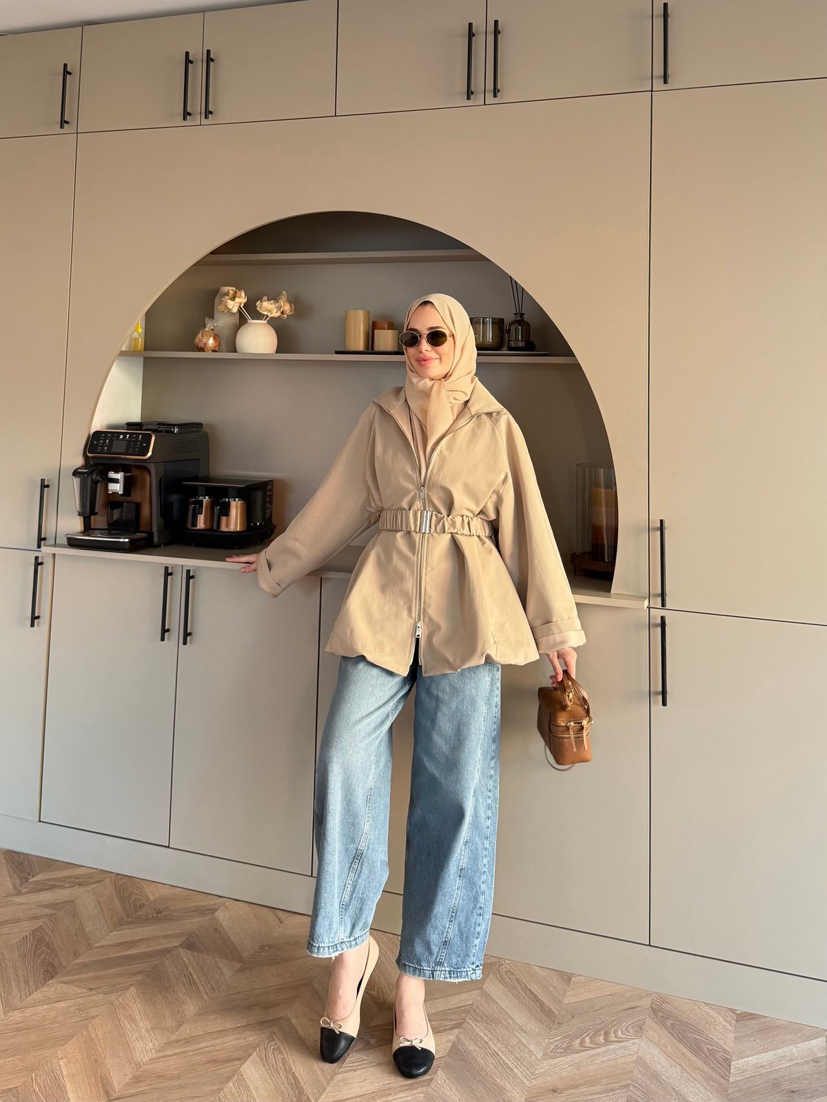 Alara Fermuarlı Trenç Kum (4561)