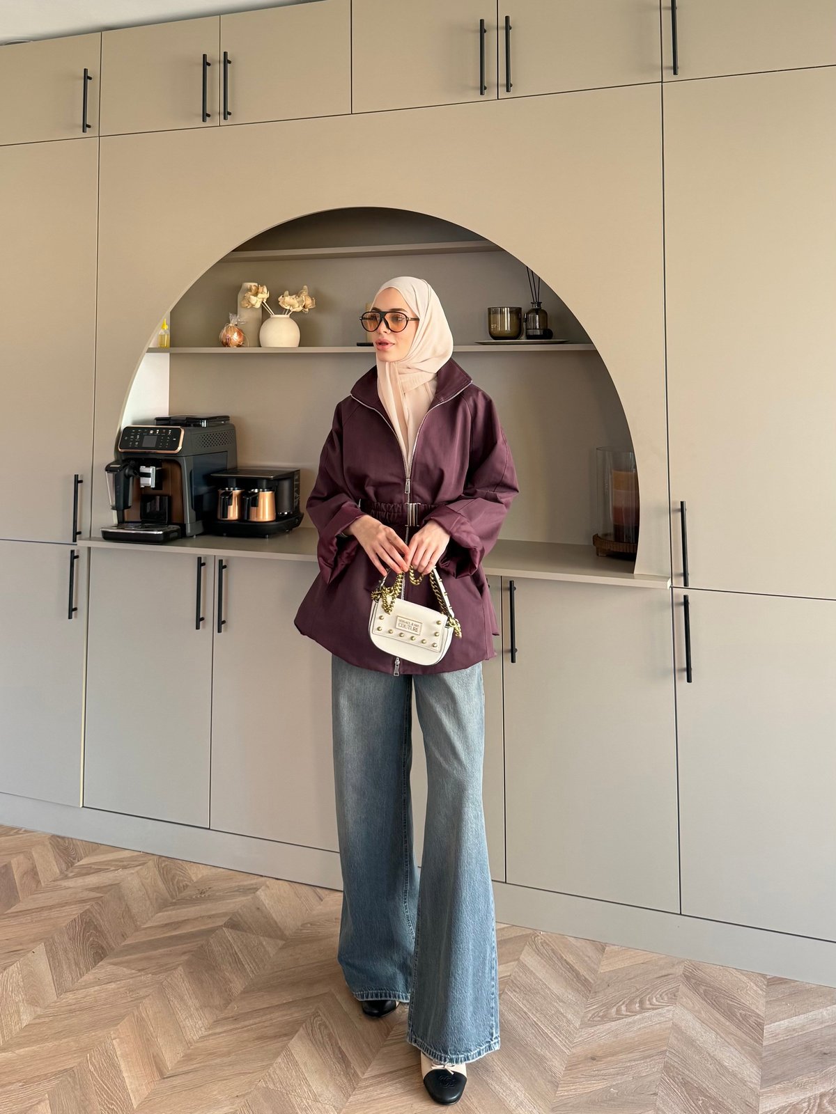 Alara Fermuarlı Trenç Mürdüm (4561)