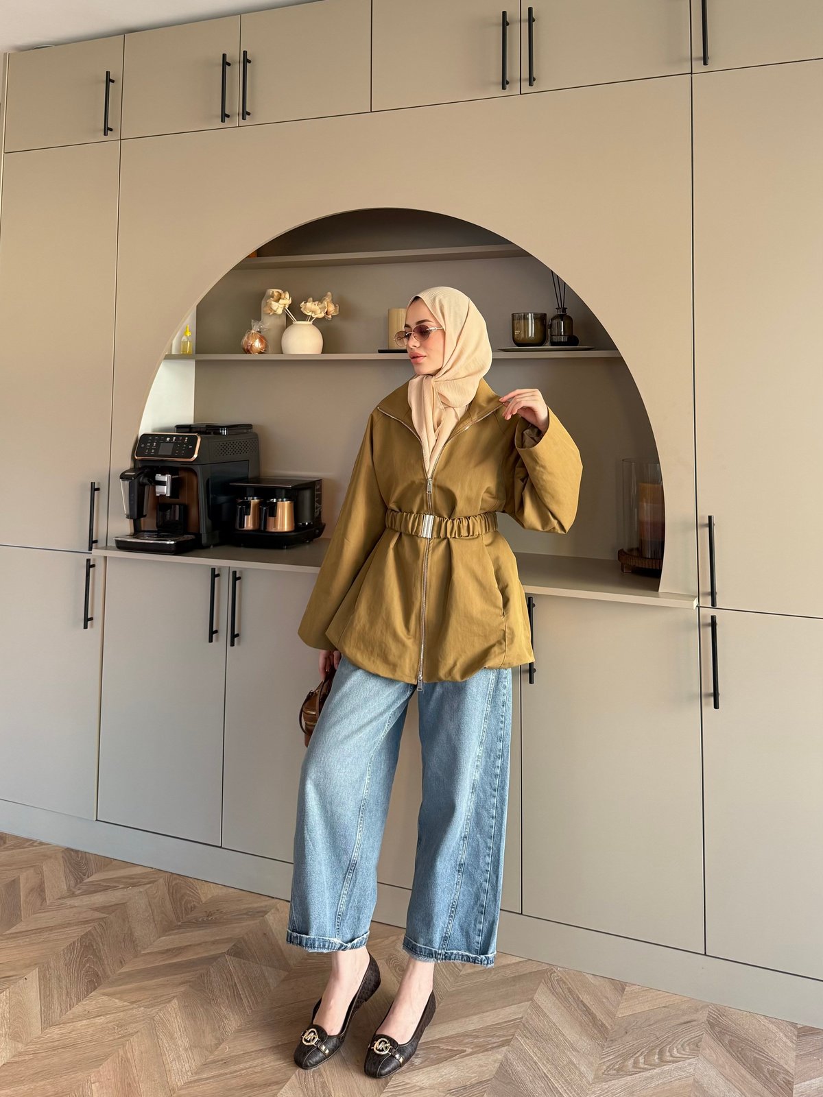 Alara Fermuarlı Trenç Yağ Yeşili (4561)