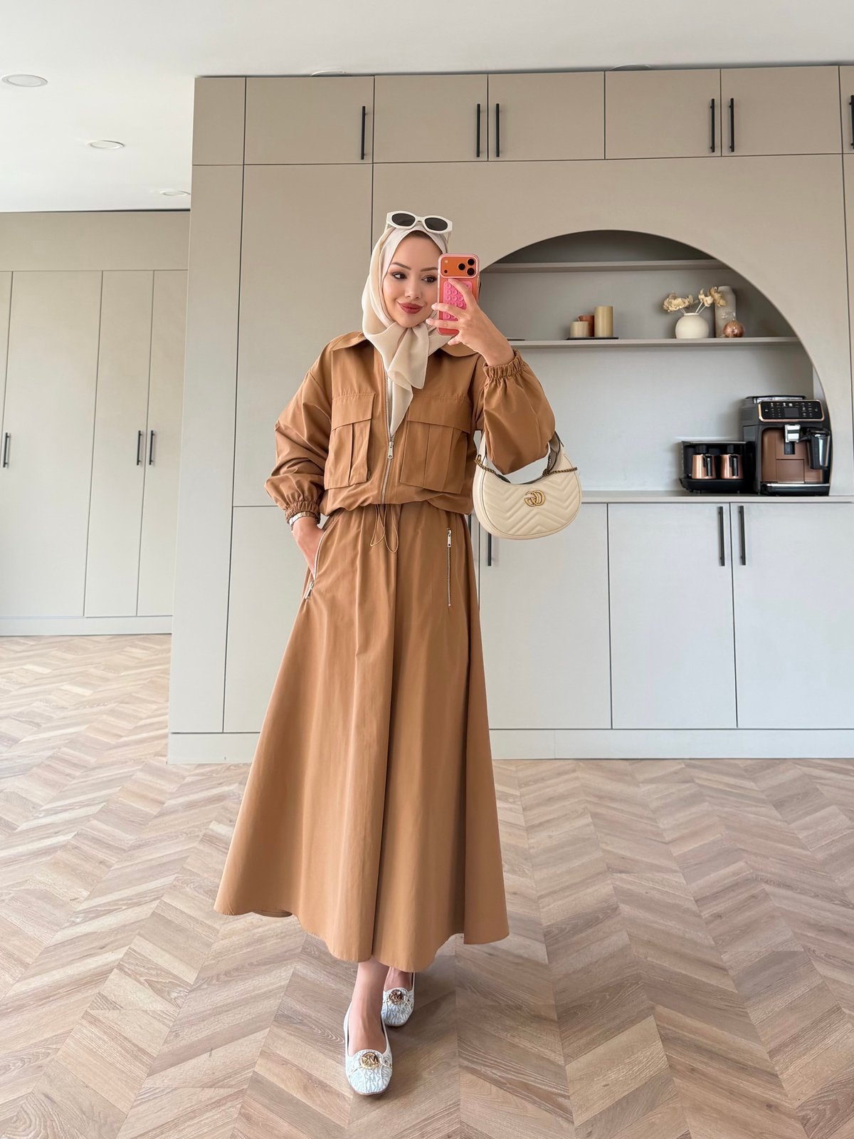 Aley Etekli Ceketli Takım Camel (4577)